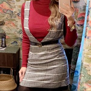 Plaid Overalls Dress